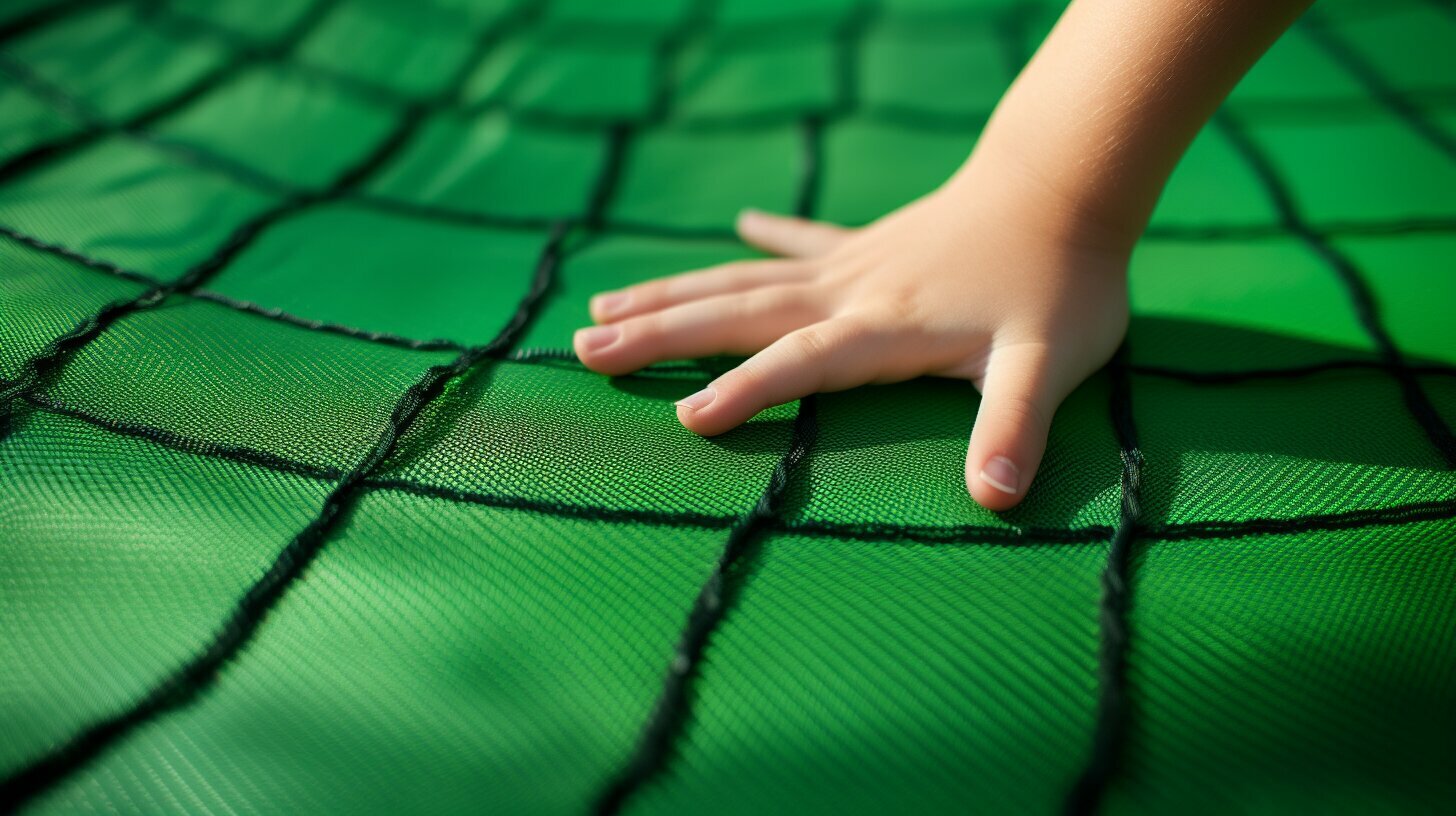 on the bottom on a sports power trampoline safety net